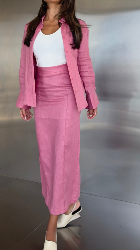 Pink Linen Casual Set
