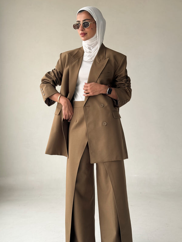 Office Lady  Blazer Spliced Pantsملابس كاملة / أطقم