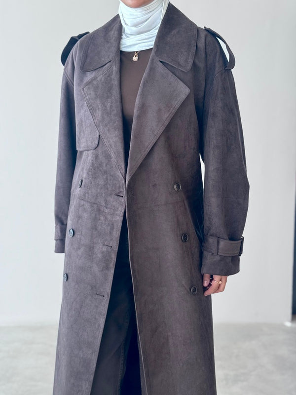 6 Buttons Suede Trenchcoat