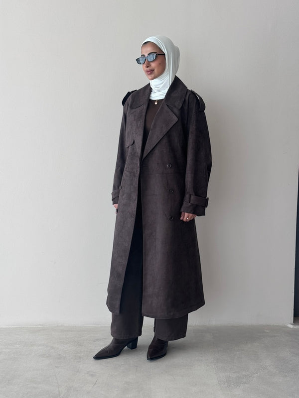 6 Buttons Suede Trenchcoat