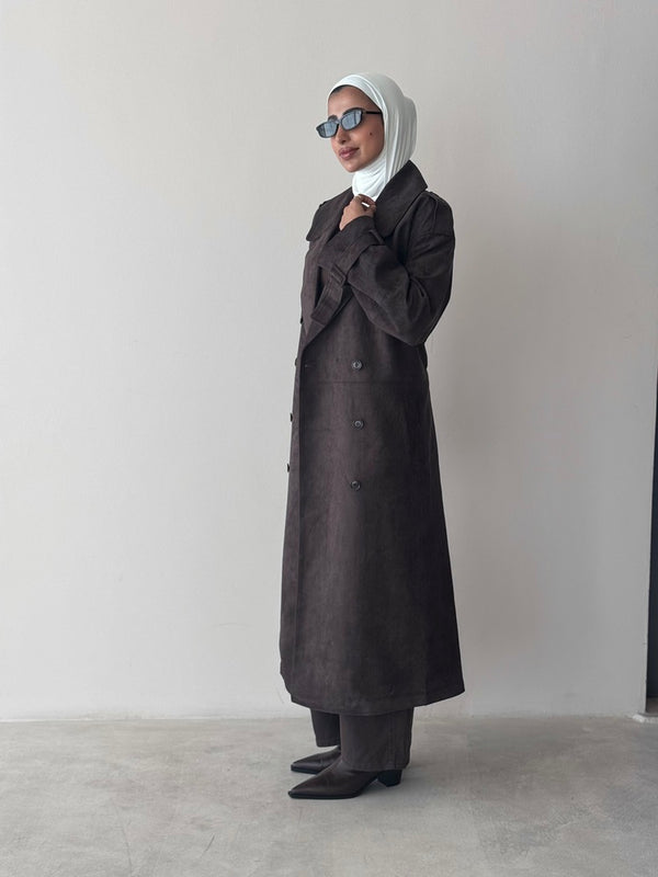 6 Buttons Suede Trenchcoat