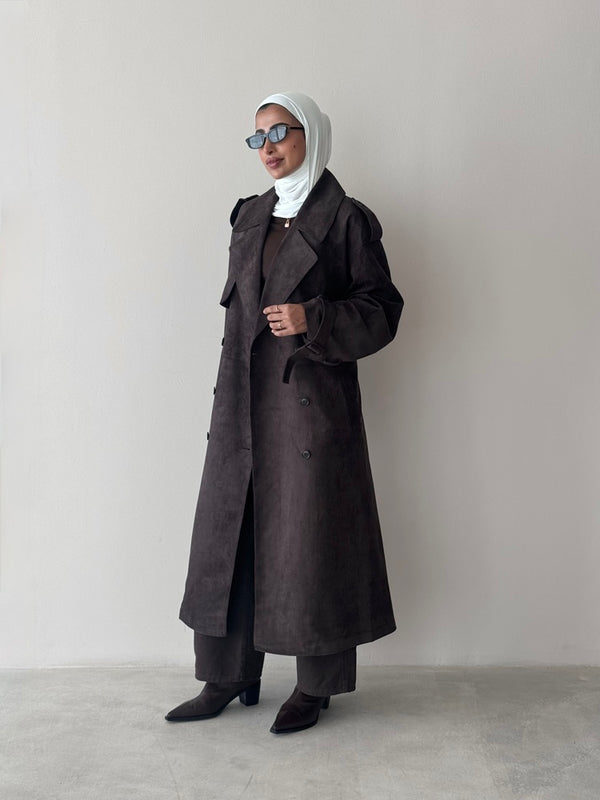 6 Buttons Suede Trenchcoat
