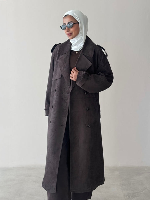 6 Buttons Suede Trenchcoat