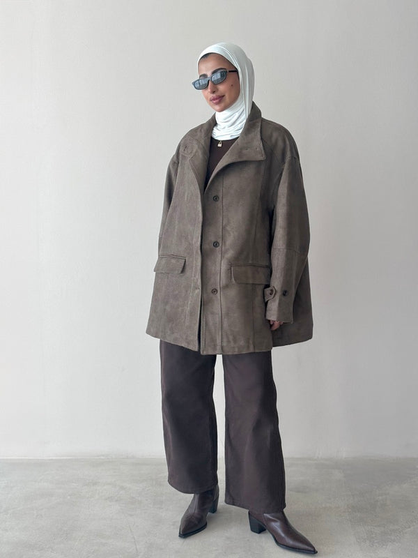 6 Buttons Suede Jacket