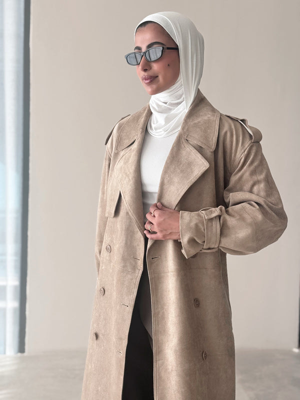 6 Buttons Suede Trenchcoat