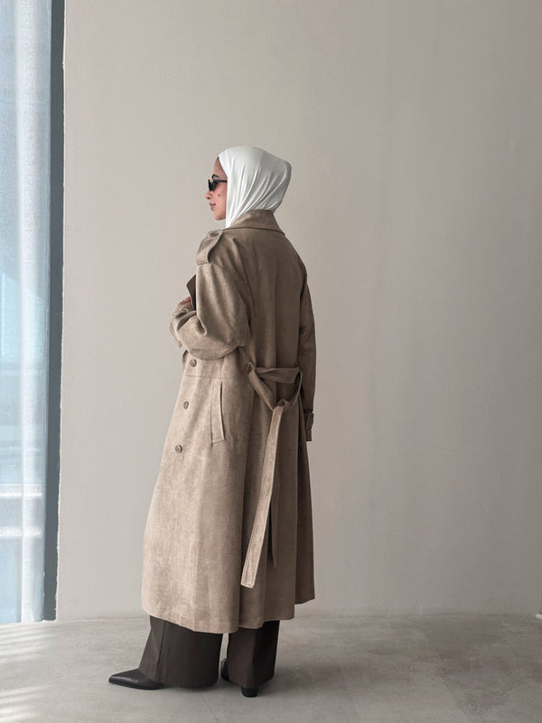 6 Buttons Suede Trenchcoat
