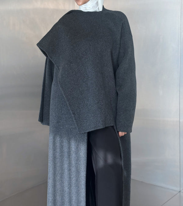 Slanted Woolen Scarf Coat