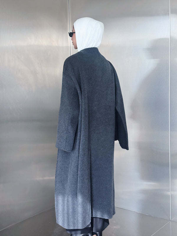 Slanted Woolen Scarf Coat