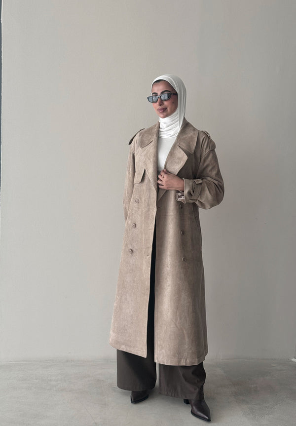 6 Buttons Suede Trenchcoat