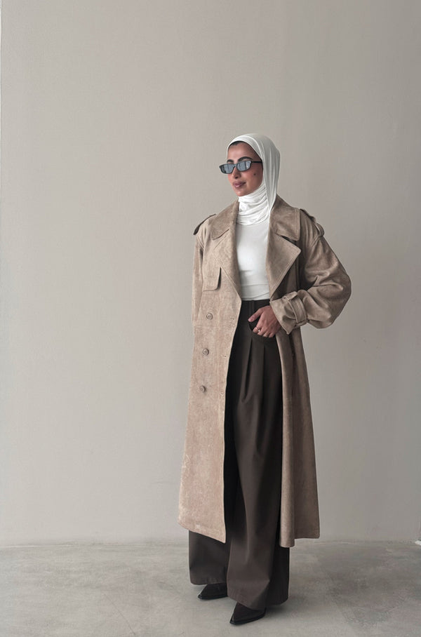 6 Buttons Suede Trenchcoat