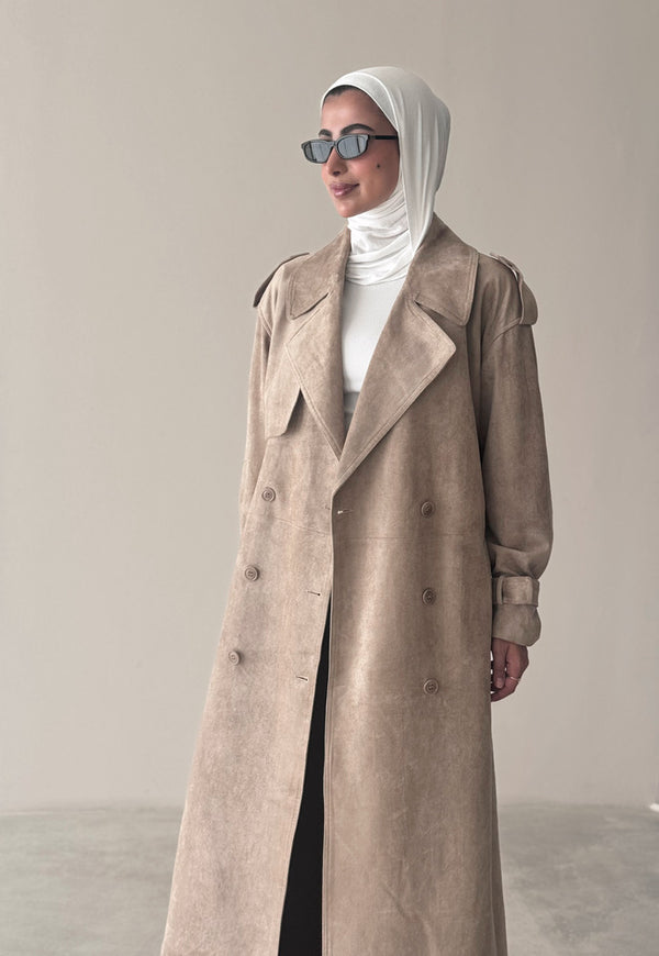 6 Buttons Suede Trenchcoat
