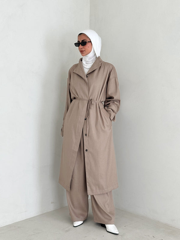 Turtleneck Trenchcoat w/ Pants Set