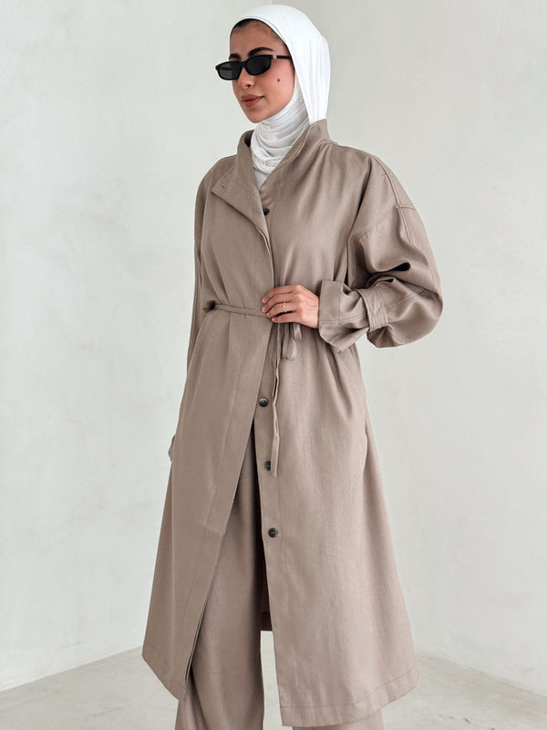 Turtleneck Trenchcoat w/ Pants Set