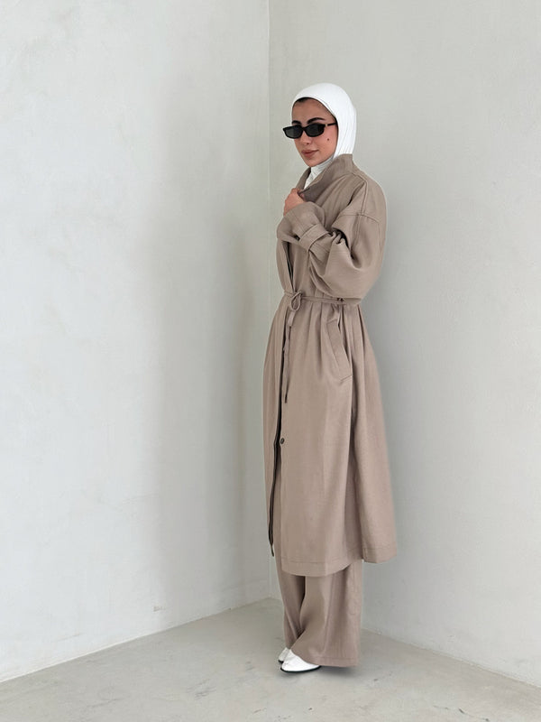 Turtleneck Trenchcoat w/ Pants Set