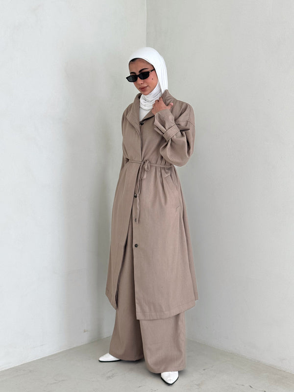 Turtleneck Trenchcoat w/ Pants Set