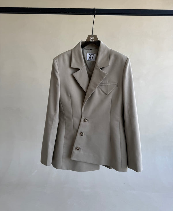 Diagonal Button Line Blazer
