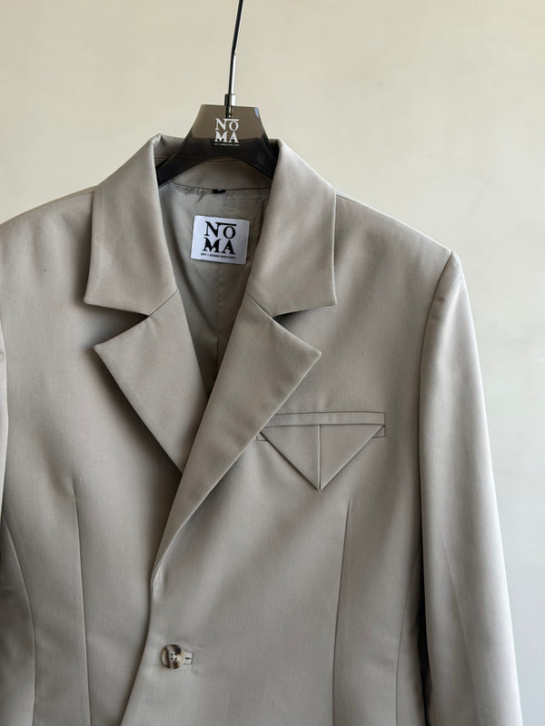 Diagonal Button Line Blazer