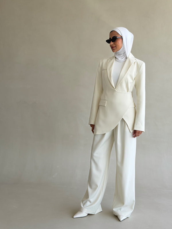 Asymmetrical Hemline Blazer Set