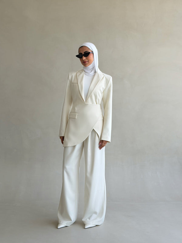 Asymmetrical Hemline Blazer Set