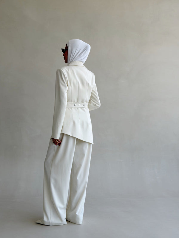 Asymmetrical Hemline Blazer Set