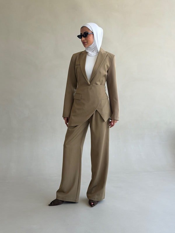 Asymmetrical Hemline Blazer Set
