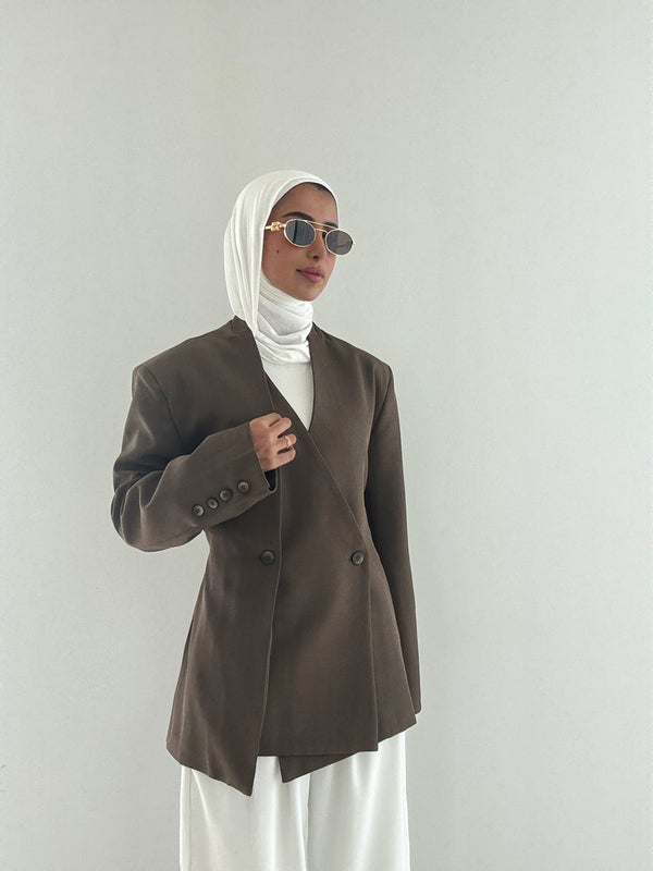 Loose Vneck Belted Blazer