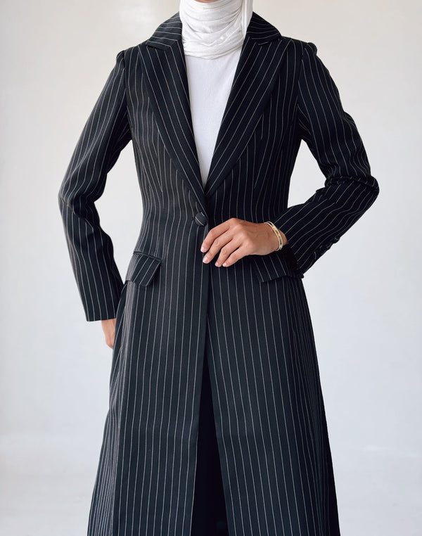 Women Striped Slim Fit Ankle Length Blazer بليزر