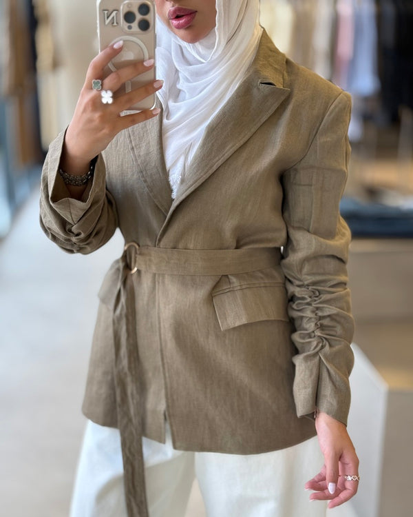 Ruched Sleeves Hollow Shirt