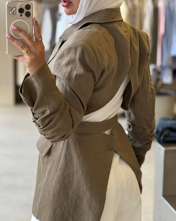 Ruched Sleeves Hollow Shirt