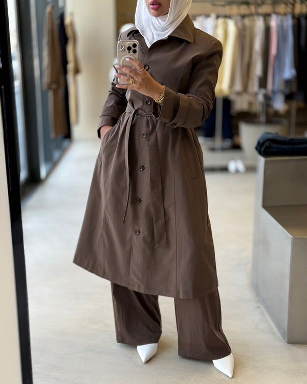 Belted Mid Trench w/ Pants