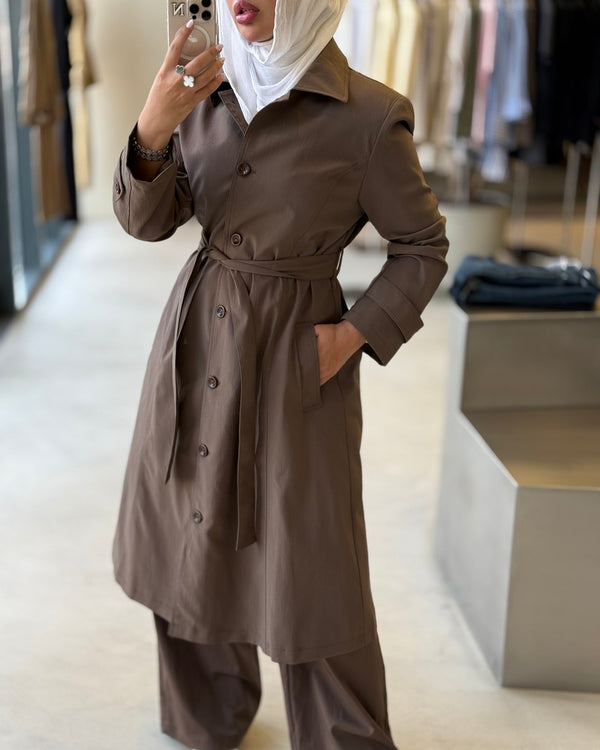 Belted Mid Trench w/ Pants