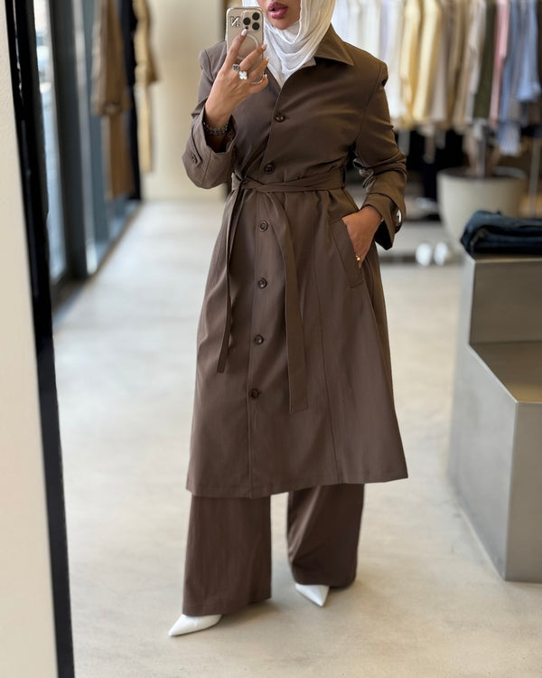 Belted Mid Trench w/ Pants