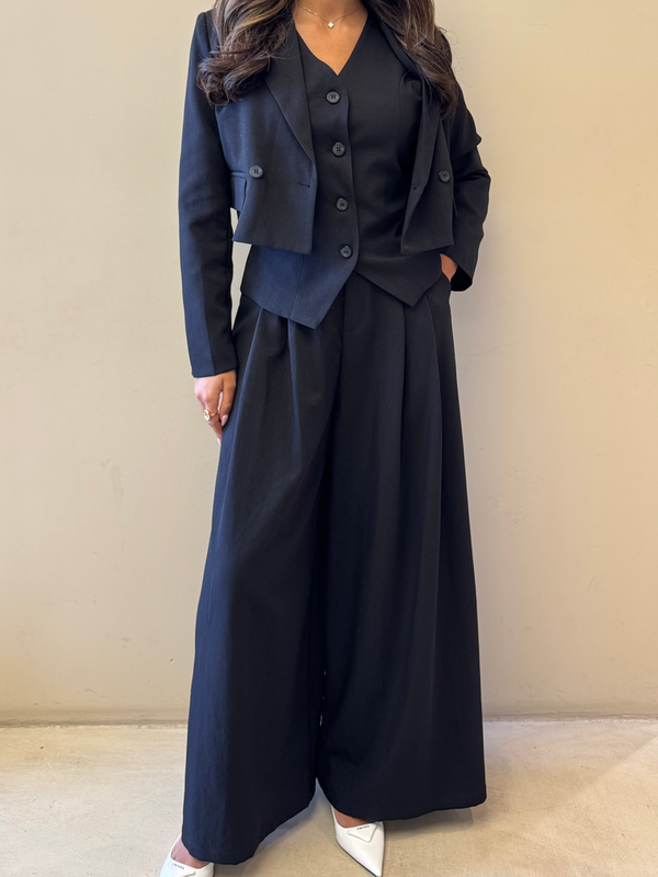 3PC Short Blazer Vest + Pants Set