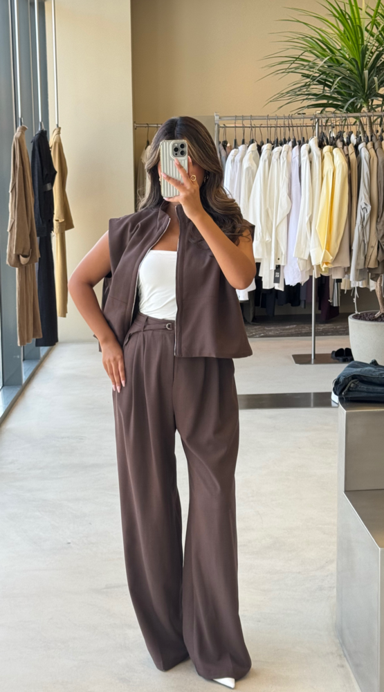 Zippered Sleeveless Top+ Pants Set