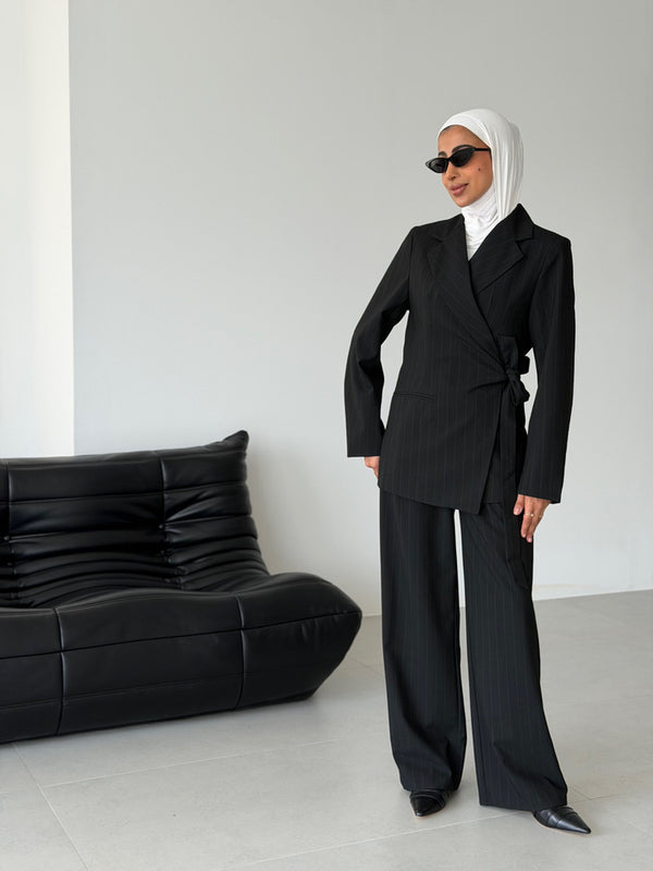 Overlapped Pinstripe Suit Set