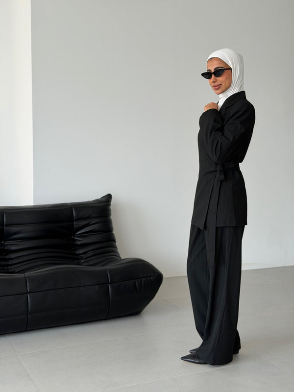 Overlapped Pinstripe Suit Set