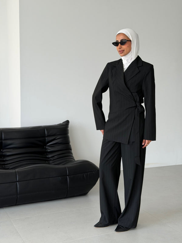 Overlapped Pinstripe Suit Set