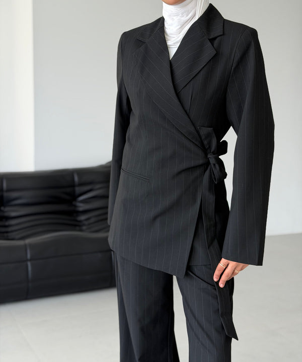 Overlapped Pinstripe Suit Set