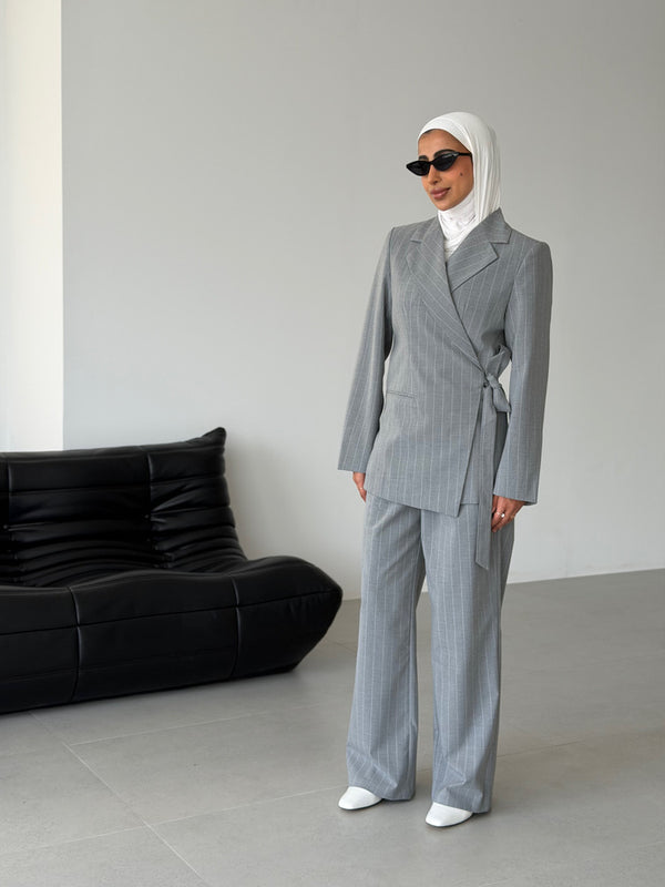 Overlapped Pinstripe Suit Set