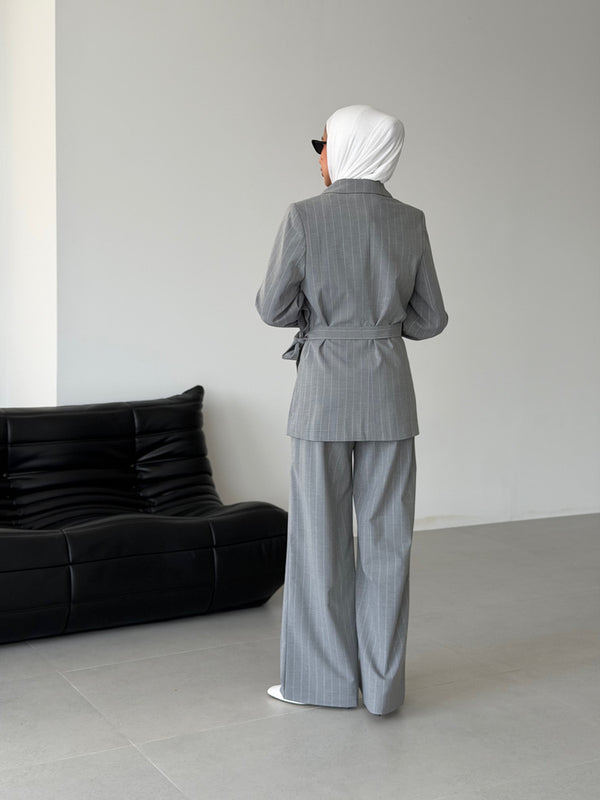 Overlapped Pinstripe Suit Set