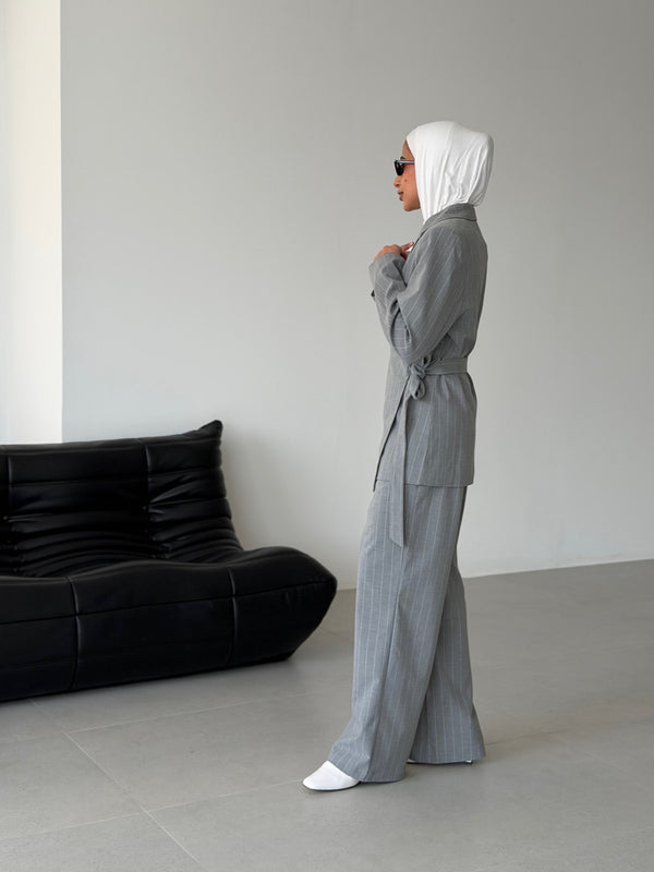 Overlapped Pinstripe Suit Set