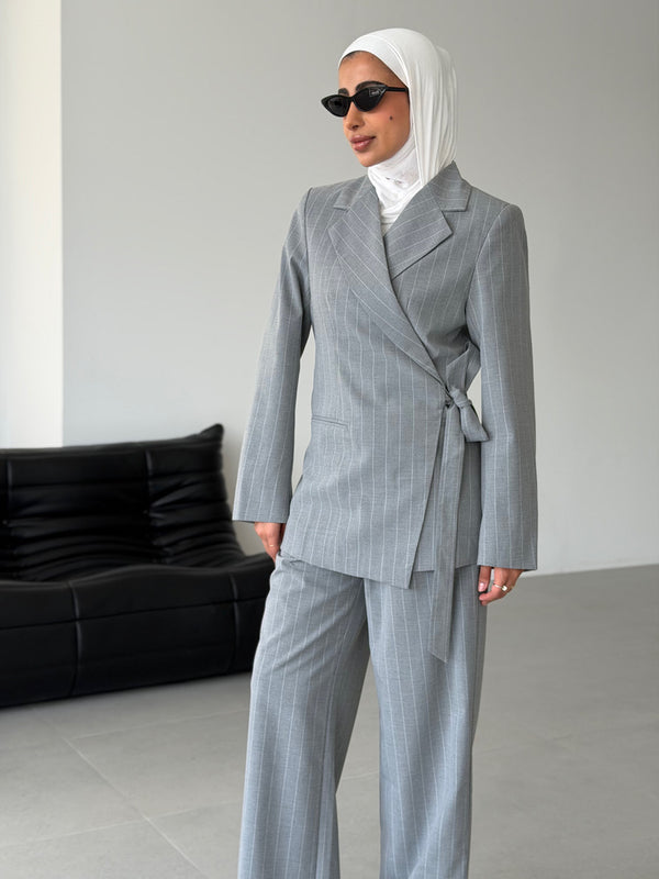 Overlapped Pinstripe Suit Set