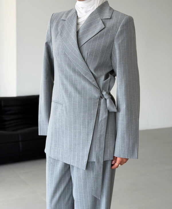 Overlapped Pinstripe Suit Set