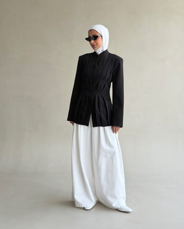 Pleated Peplum Blazer