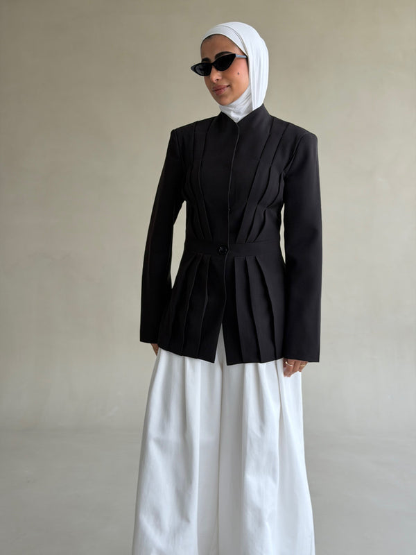 Pleated Peplum Blazer