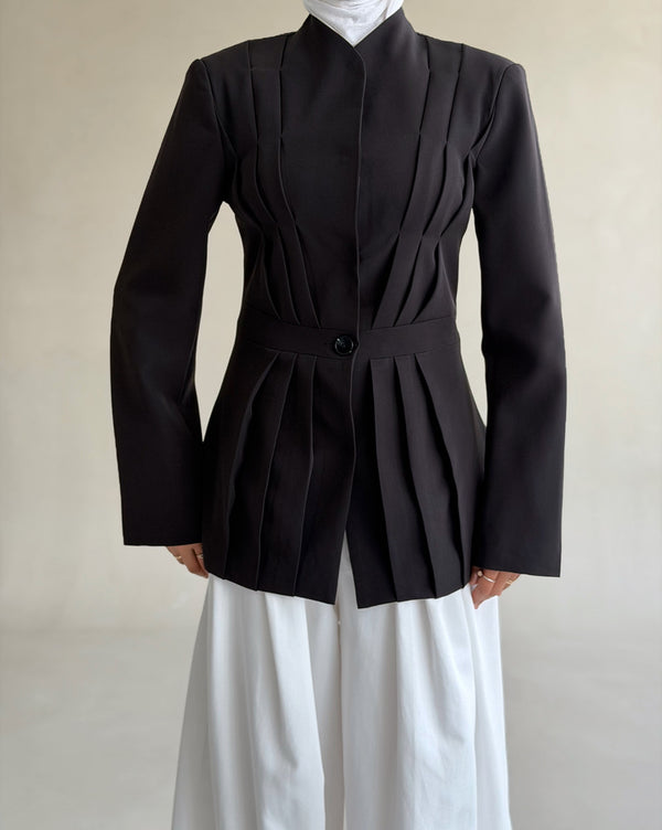 Pleated Peplum Blazer