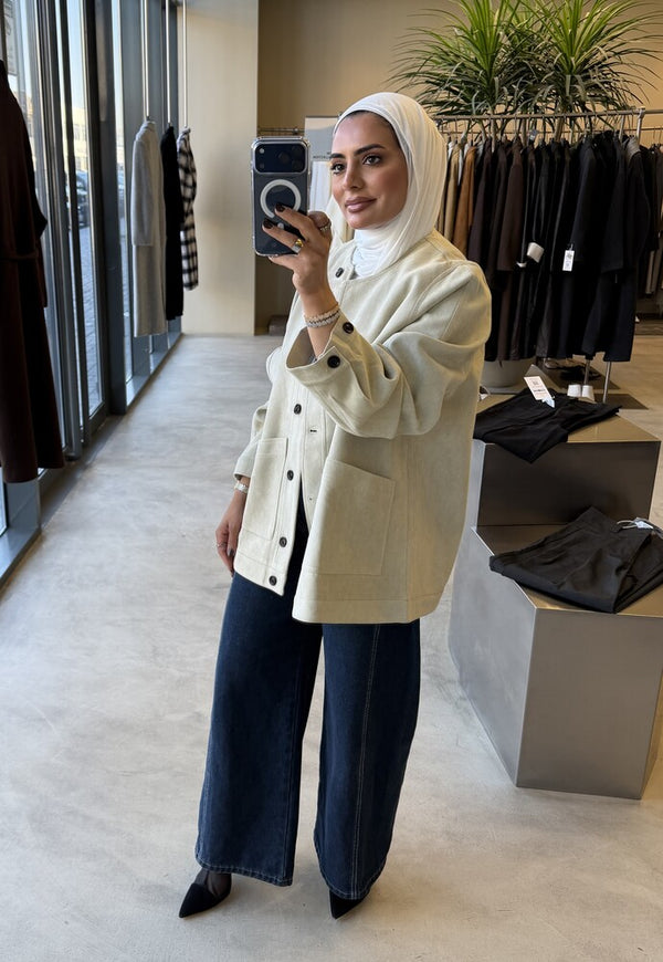 Round Neck Suede Jacket