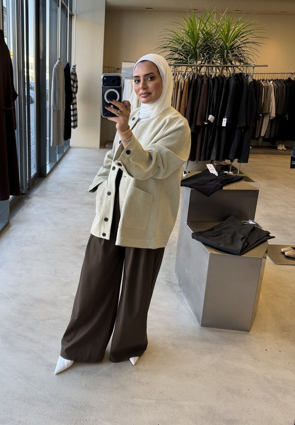 Round Neck Suede Jacket