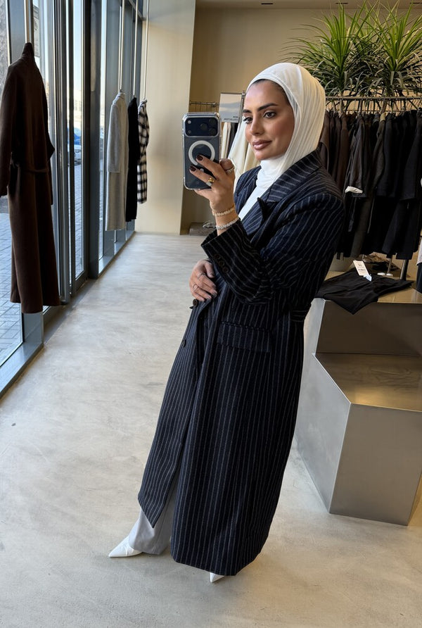 Long Coat Pinstriped w/ Belt