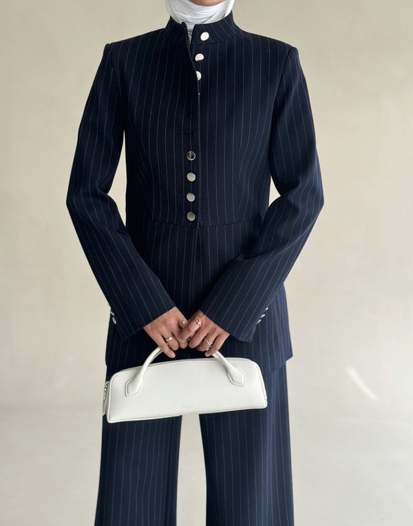 Striped Silver Buttoned Set